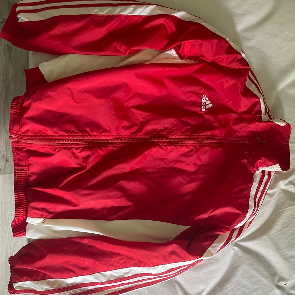 VINTAGE NWT Adidas Full Zip Men's Lightweight Training Jacket Large Red White